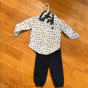 English Laundry Dinosaur Print Shirt and Navy Pants Set